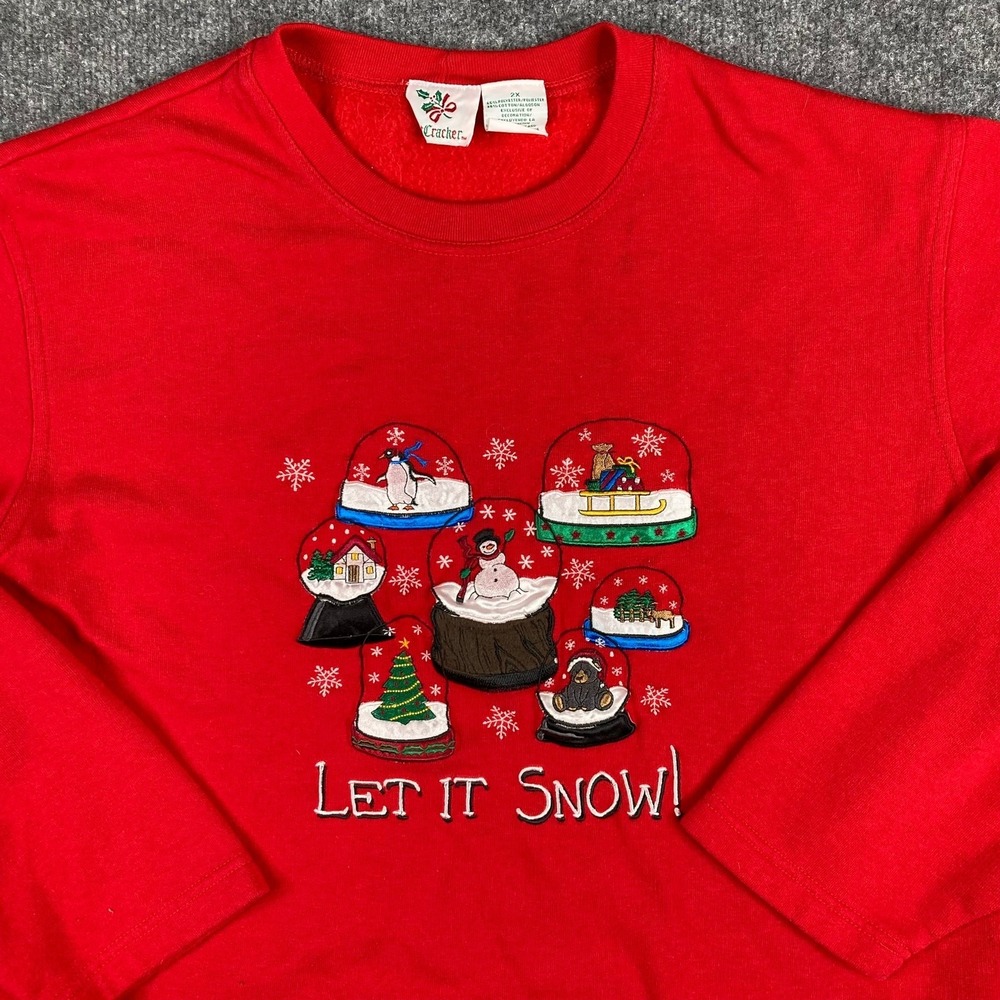 NutCracker Sweatshirt Womens 2X Red Let It Snow Christmas Graphic Holiday